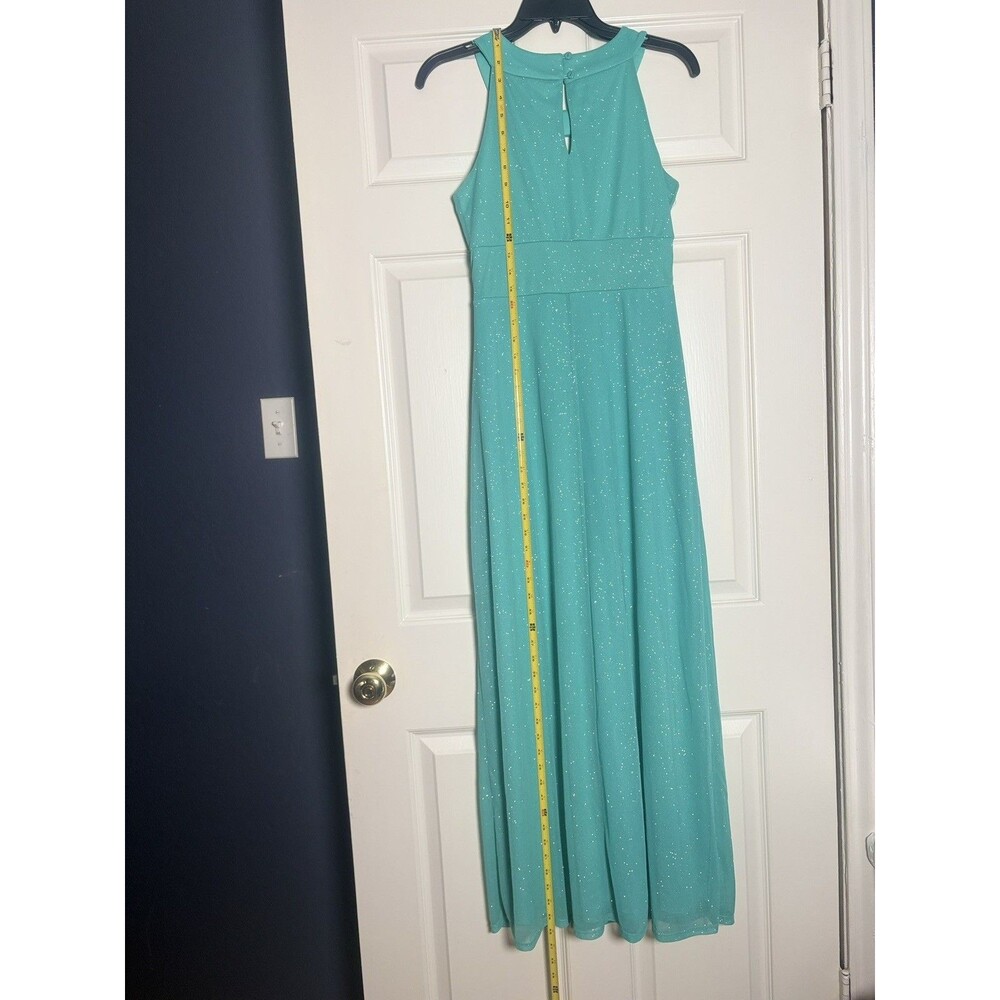Sweet Storm Mint Green Glitter Maxi Dress Prom Formal Party Sleeveless SZ Large - Picture 14 of 16